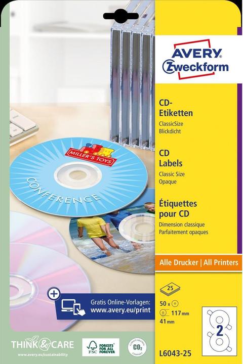 Image du produit Avery Étiquettes de CD