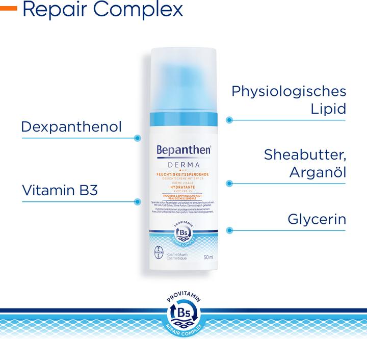 Immagine prodotto Bepanthen Derma Crema idratante per il viso con SPF 25 (50 ml, Crema 24h, SPF 25)