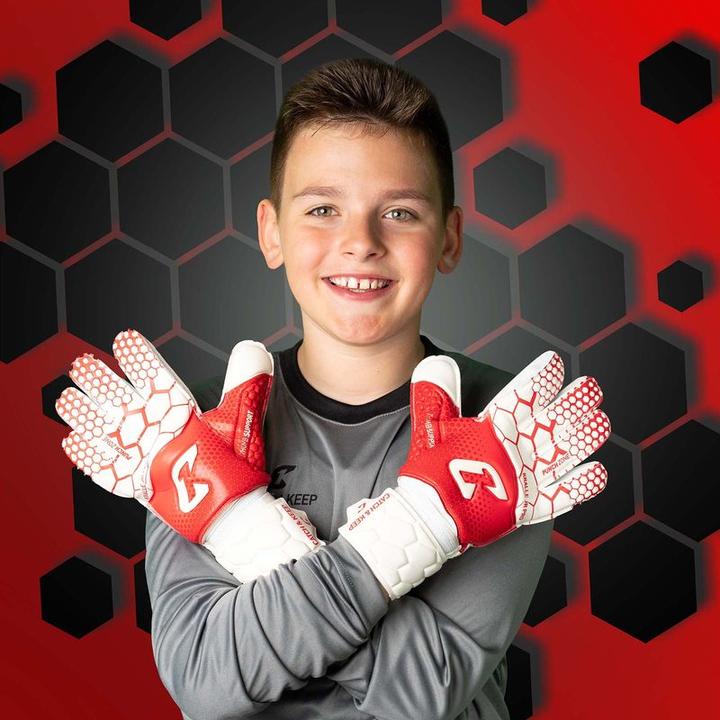 Produktbild Catch & Keep Fussballhandschuhe Kralle Junior Pro 3.0 Gr. 5 Rot Torwart Keeper Goalie Handschuhe (5)