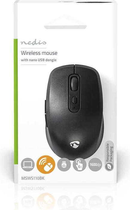 Immagine prodotto Nedis Mouse | Senza fili | 800 / 1200 / 1600 dpi | DPI regolabile | Numero di pulsanti: 6 | Destrorso (Senza fili)