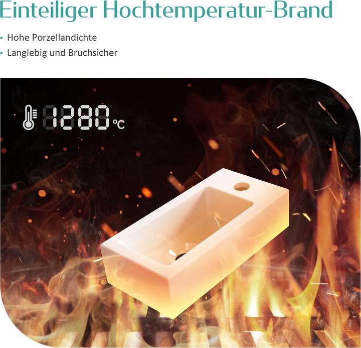 Produktbild Emke Waschbecken Reckiger Waschbecken Keramik Waschbecken Waschtisch Hängewaschbecken, Hahnloch Rech (1800 mm, 3650 mm)