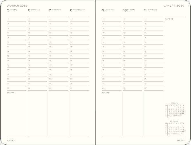 Produktbild WochenplanerPaperbackB6+schwarz2026 (13 x 19 cm, Deutsch)