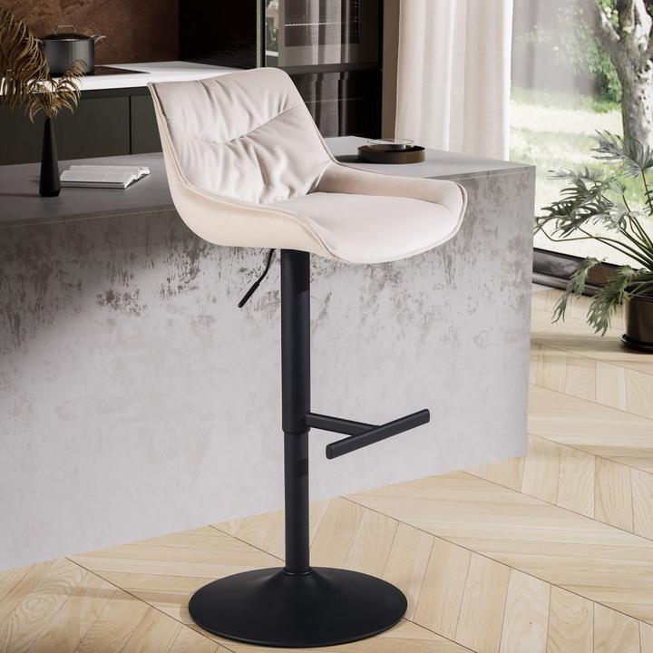 Image du produit FineBuy Tabouret de cuisine Tabouret de velours Tabouret de bistrot pivotant Chaise de bar moderne
