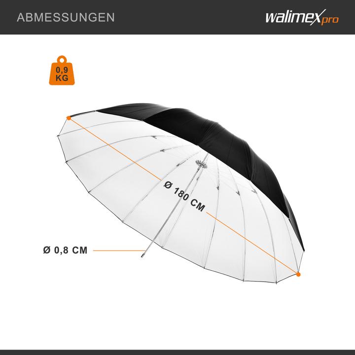 Image du produit Walimex Parapluie Reflex noir/blanc (Parapluie, 180 cm)