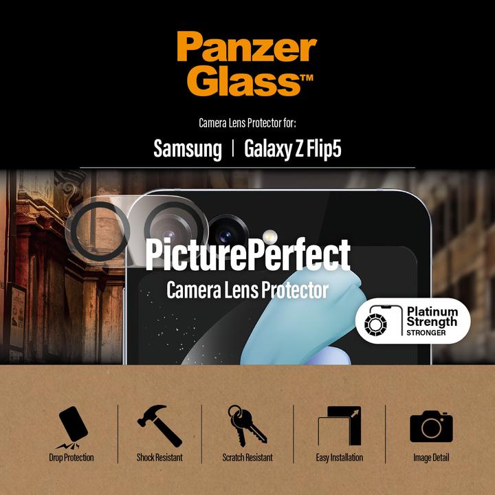 Actual product image PanzerGlass PicturePerfect Camera Lens Protector Samsung Galaxy Z Flip 5 (1 Piece, Samsung Galaxy Z Flip5)