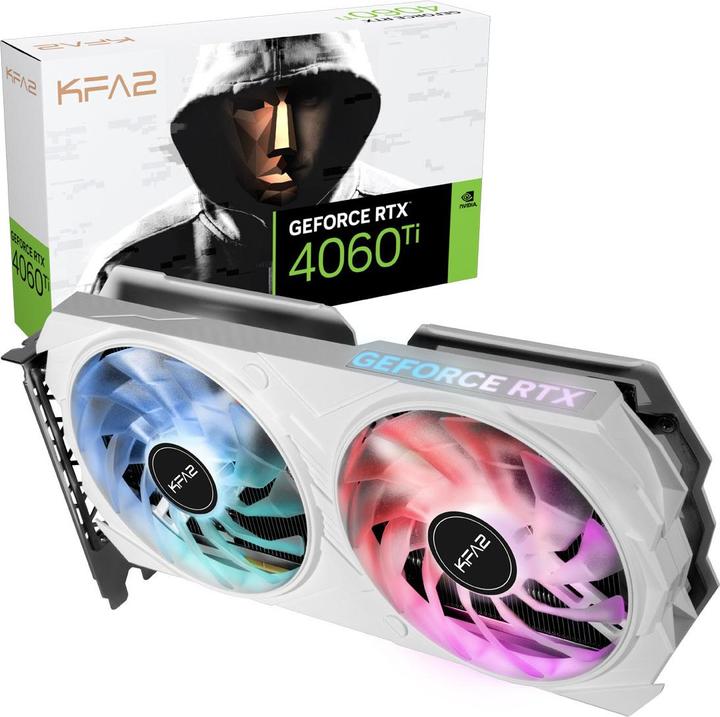 Actual product image KFA2 PCIe GeForce RTX™ 4060 Ti EX White 1-Click OC 8GB GDDR6 128-bit DP*3/HDMI DLSS 3 (8 GB)