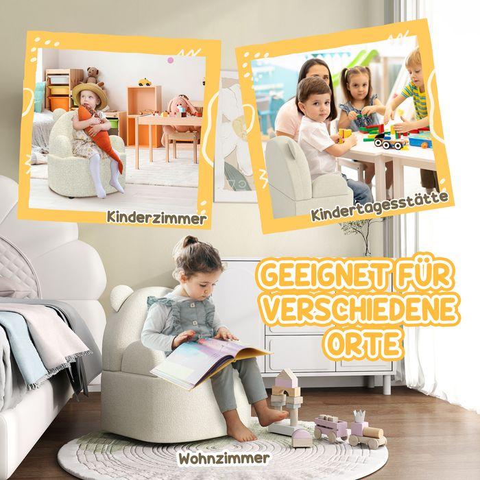 Produktbild Swisshandel24 Kindersessel, Kindersofa, Teddyfleece, Bärenform, 1,5-3 Jahre, Beige (Kindersessel)