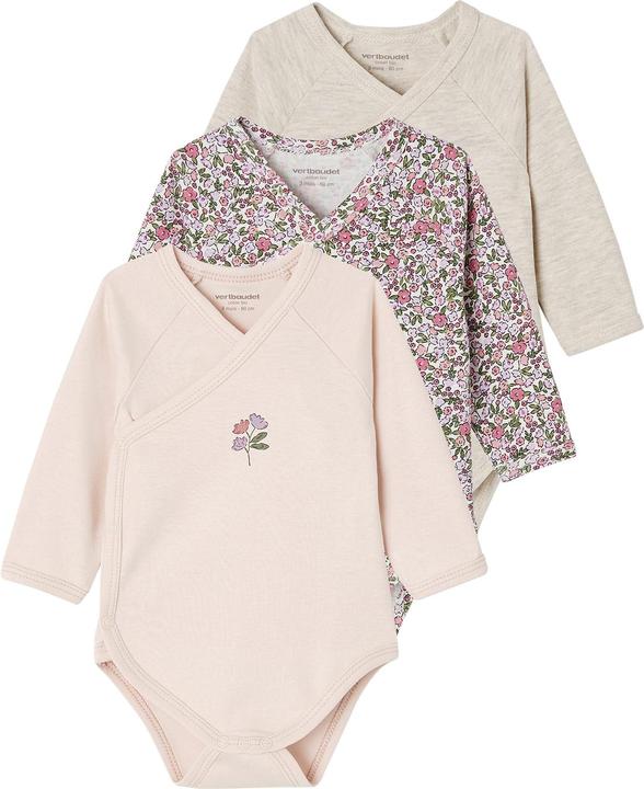 Image du produit Vertbaudet Bio-Kollektion: 3er-Pack Baby Langarmbodys, Blumen (68)