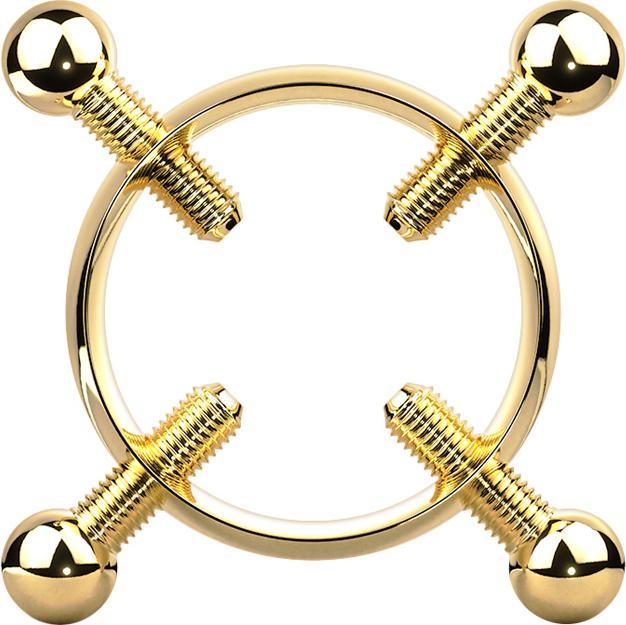 Actual product image Star Piercing Fake Brustwarze vergoldet Nippelklemme mit vier Schrauben (Surgical steel 316L)