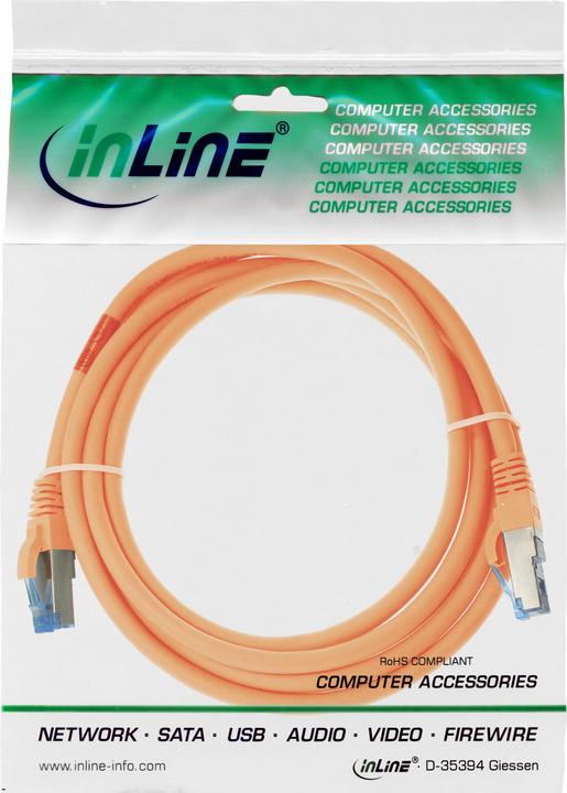 Actual product image InLine 3 m Cat6a S/FTP (S-STP) Orange network cable (76803O) (S/FTP, CAT6a, 3 m)