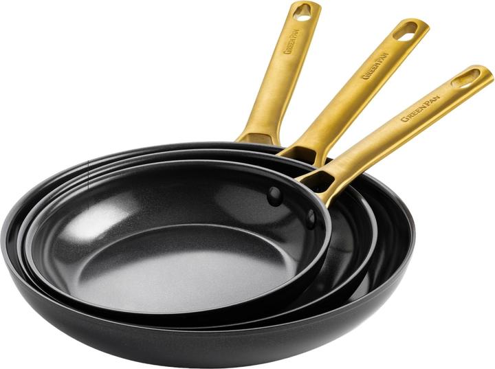 Actual product image Greenpan Ceramic pans PADOVA Black 20 + 24 + 28 cm (28 cm, Frying pan, Aluminium)