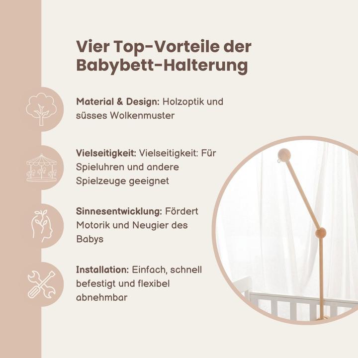 Immagine prodotto Hermex Mobile Halterung Babybett Wolken Glockenhalter Spieluhr Arm