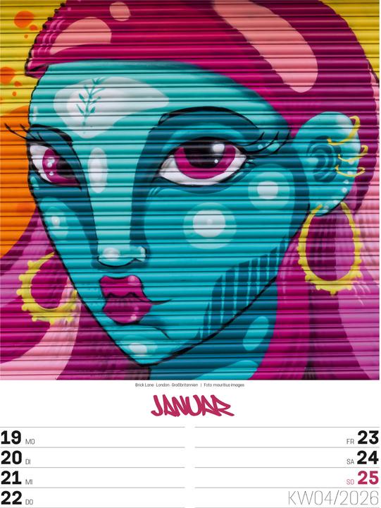 Actual product image Street Art - Graffiti - Wochenplaner Kalender 2026 (25 x 33 cm, Hardcover, German)