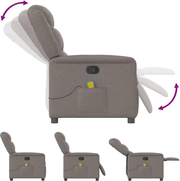 Actual product image VidaXL Massage chair electric taupe fabric