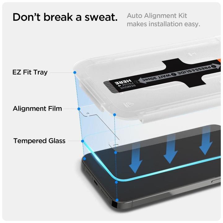 Produktbild Spigen Gehärtetes Glas GLAS.tR ez Passend für Apple iPhone 13 (1 Stück, Apple iPhone 13 Pro, Apple iPhone 13, Apple iPhone 14, Apple iPhone 16e)