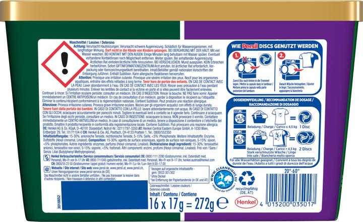 Produktbild Persil Waschmittel Kapseln Color Discs 16 WG, 272g (16 Waschgänge)
