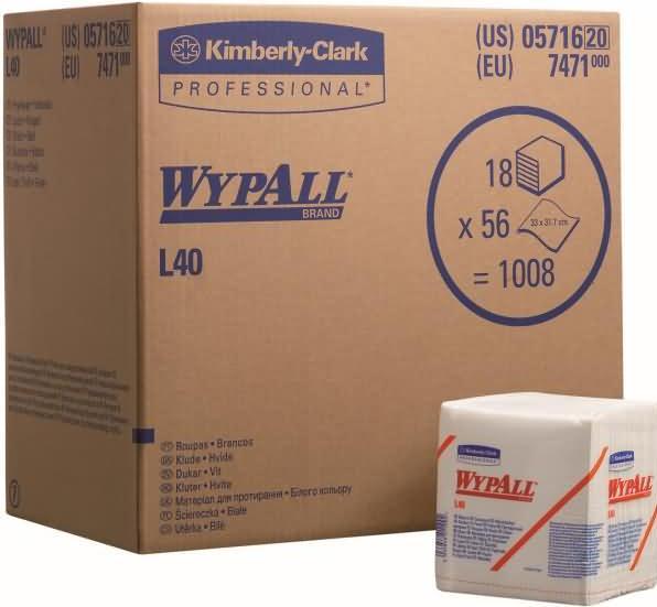Image du produit Wypall Lingettes L40 1 pli 30,5x31,8cm pliées en quatre blanc (1 x)