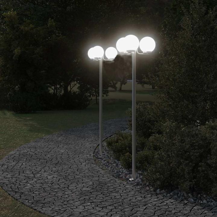 Immagine prodotto VidaXL Lampada da sentiero per esterni lampada da terra lampada da giardino 3pcs. argento acciaio inox (2500 lm, E27, IP44)