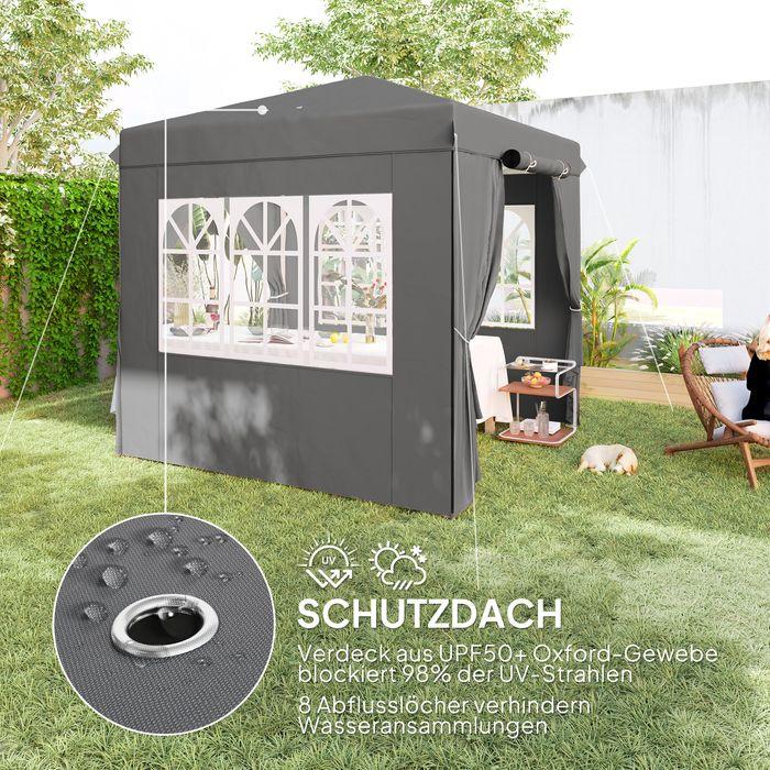 Actual product image Swisshandel24 Faltpavillon 2,5x2,5m, wasserabweisend, mit 4 Seitenteilen, Dunkelgrau (250 cm, 250 cm)