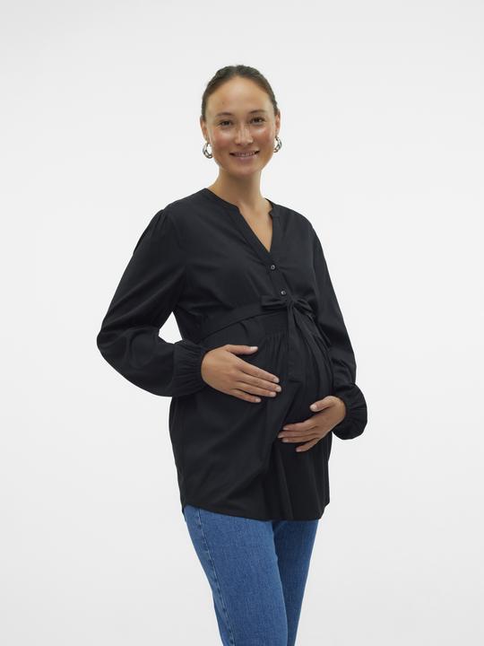 Image du produit Mamalicious Coupe normale Col mandarin Poignets élastiques Top manches ballon Blouse (L)