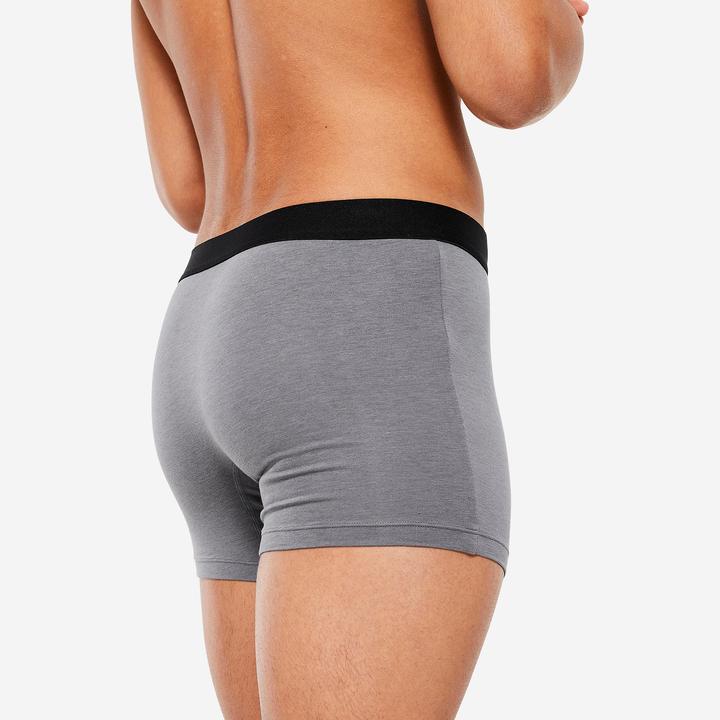 Immagine prodotto Domyos Boxer da uomo in cotone confezione da 3 pezzi - nero/grigio/blu (XXL, confezione da 3)