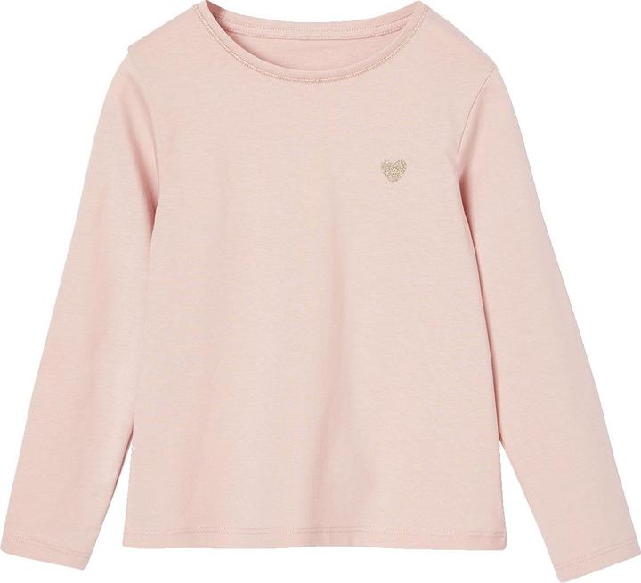 Vertbaudet Mädchen Shirt mit Glitzerherz und Recycling-Baumwolle BASIC