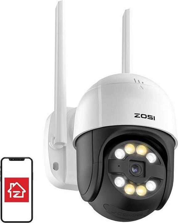 Immagine prodotto Zosi Telecamera IP per esterni C289 WiFi Pan Tilt 3MP IP66 con scheda microSD da 32GB (1920 x 1080 Pixels)