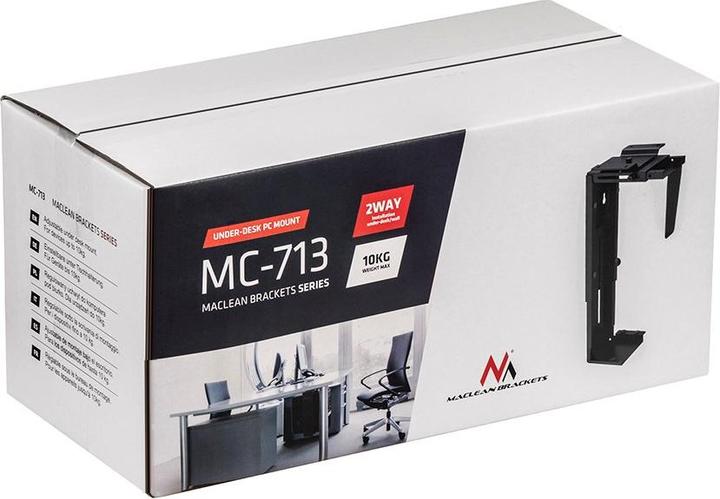Actual product image Maclean MC-713 B MC-713 B Adjustable Under-Desk /Wall CPU Mount