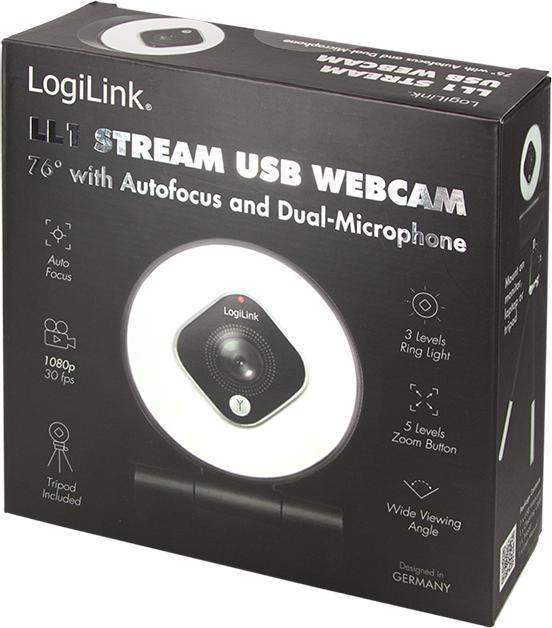 Actual product image LogiLink UA0384 Webcam LL1 Stream, USB 2.0, HD 1920x1080, 76 degree, black (2.10 Mpx)