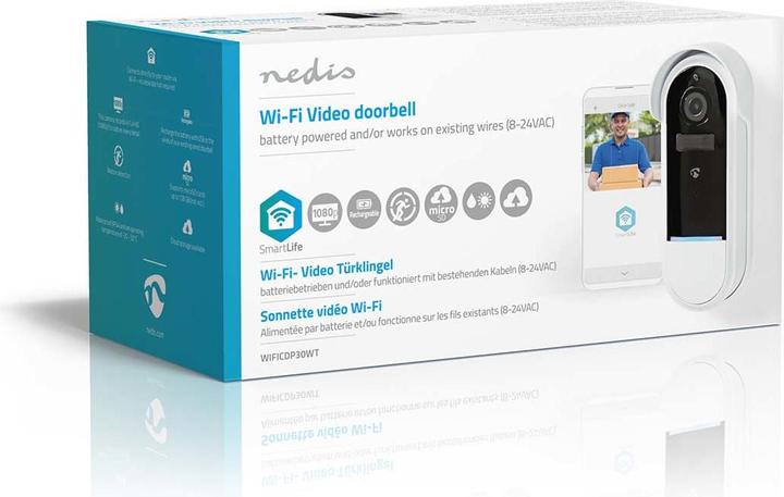 Image du produit Nedis Portier vidéo SmartLife | Wi-Fi | Fonctionne sur batterie / Transformateur | Android™ / IOS | Full H (Sans fil)
