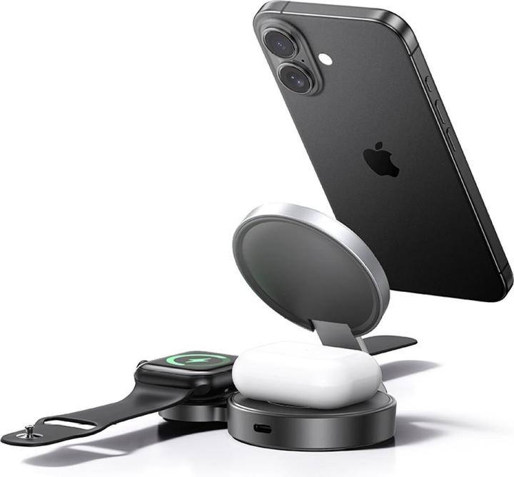 Image du produit Usams Foldable 3-in-1 15W Inductive Charge for Phone/Apple Watch/headphones CD234WXC01 (US-CD234) (15 W)