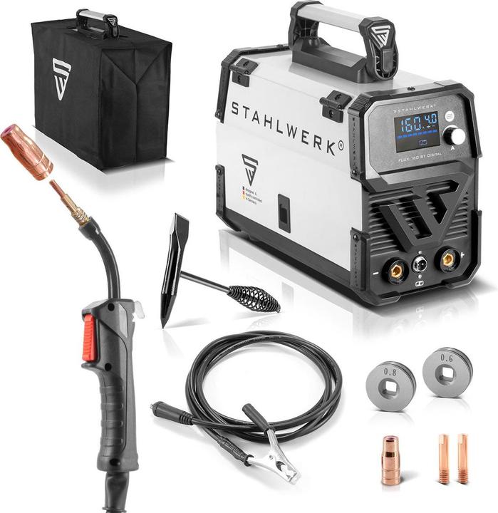 Produktbild Stahlwerk Schweissgerät FLUX 160 ST Digital mit 160 A, synergischem Drahtvorschub