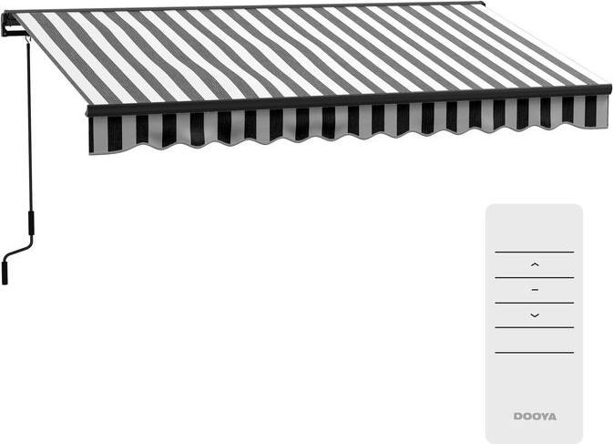 Swisshandel24 Balkonmarkise, 350x250x150cm, UV30+ beständig, mit Fernbedienung, Handkurbel, Verstellbare Kassetten (2.50 m)