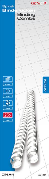 Genie 12381 Plastic binder spines (DIN A4 format suitable for all binding devices 12 mm) 25 pieces