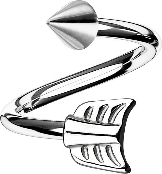 Produktbild Star Piercing Spirale silber mit Cone und Pfeil (ohne Messing, Chirurgenstahl 316L)