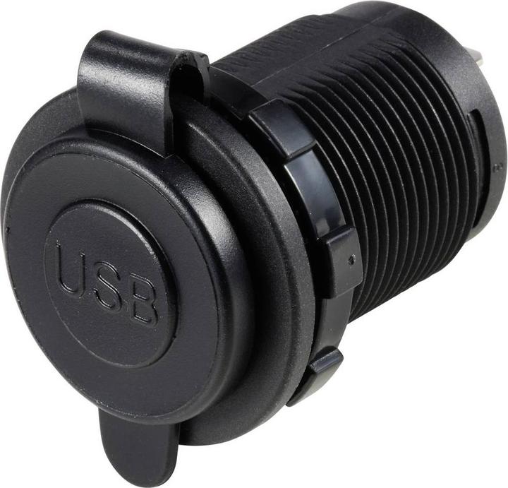 Actual product image Tru Components USB A + USB C built-in socket illuminated LED, round