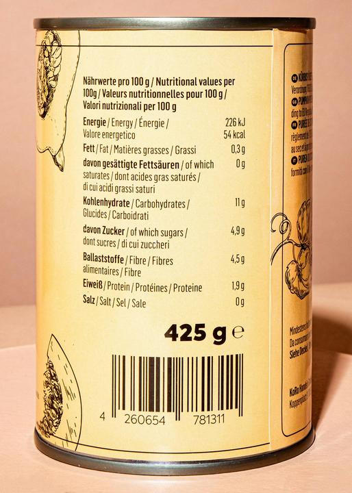 Nährwerte und Zutaten KoRo Püree aus fein gemahlenem Kürbis (10200 g)