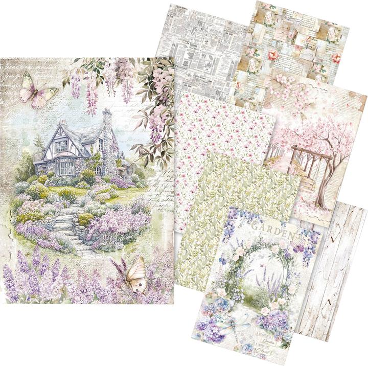 Actual product image Ciao Bella Motiv-Strohseiden Sortiment "Secret Garden", DIN A5, 8er-Set (8 x)