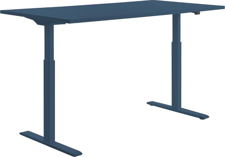 Produktbild Topstar E-Table elektrisch höhenverstellbarer Schreibtisch petrolblau rechteckig, T-Fuss-Gestell blau (80 x 68 cm)
