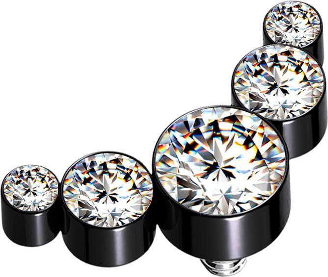 Produktbild Star Piercing Dermal Anchor schwarz fünf Kristalle silber (Chirurgenstahl 316L)