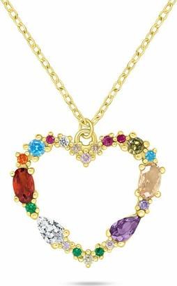 Image du produit Brilio Silver - Beau collier coeur en argent avec zircons colorés NCL178W