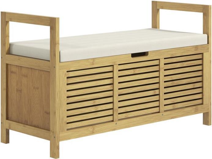 Immagine prodotto Swisshandel24 Panca per scarpe, panca con coperchio incernierato, panca per guardaroba, scarpiera, deposito per (100 x 40 x 60 cm)