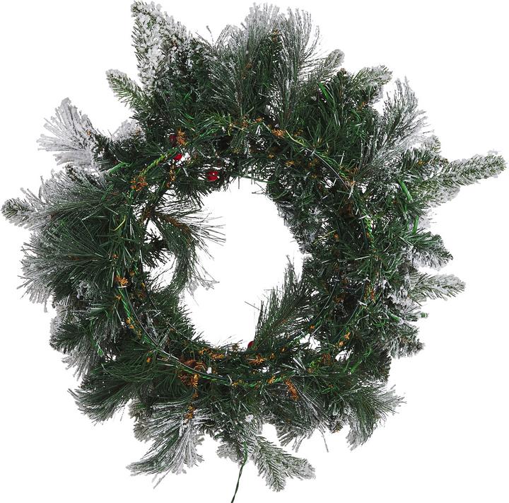 Image du produit Beliani Couronne de Noël blanche avec éclairage LED neige couverte ⌀ 55 cm WHITEHORN