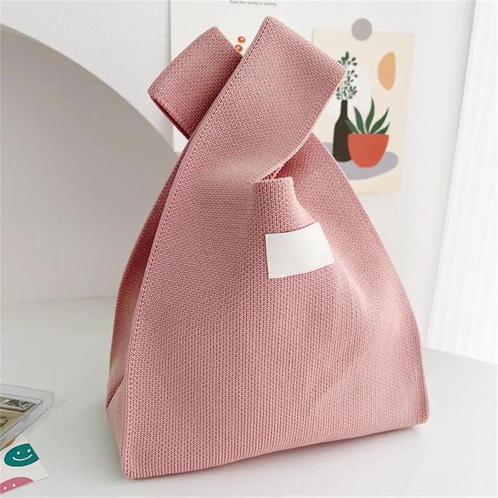 Immagine prodotto Only-Bags.Store Handmade Knitted Handbag Mini Knot Wrist Bag Casual Tote Bag Student