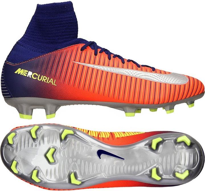 Nike Chaussures de football Jr Mercurial Superfly V FG, orange et bleu marine, taille 36 (831943 409) (36)