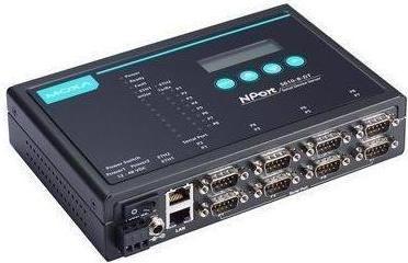Moxa NPORT 5610-8-DT - 8-port RS-232 desktop device server with DB9 connectors and 48 VDC power supply