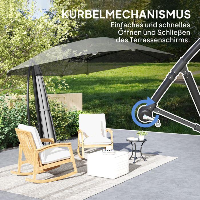Image du produit Swisshandel24 Ampelschirm Alu Ø 260 cm, Kurbelschirm mit Ständer, neigbar kippbar Dunkelgrau (2.60 m)