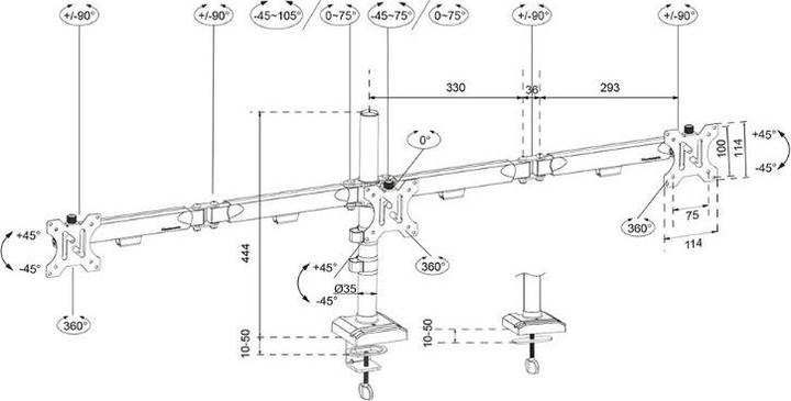 Actual product image Neomounts Dis Public Mount DS60-600BL3 Black (Table, 27")