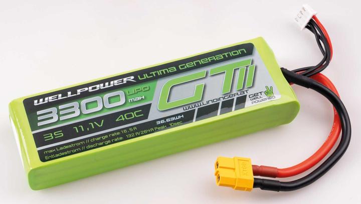 Immagine prodotto Wellpower LIPO AKKU ULTIMA GT II 3300 MAH / 11,1 Volt 3S 40/80C CH5/8 XT-60 (11.10 V, 3300 mAh)