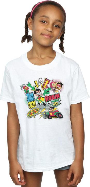 Actual product image Girls Teen Titans Go Robin Montage Cotton T-Shirt (140, 146)